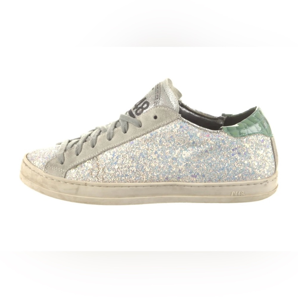 P448 Leather Glitter Accents Sneakers